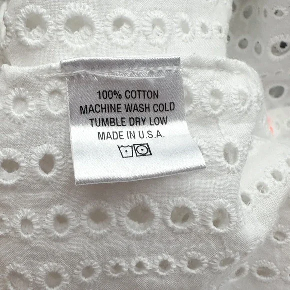 Noble 31 White Eyelet Bishop Sleeve Blouse V-Neck Cotton Size S - Picture 12 of 12